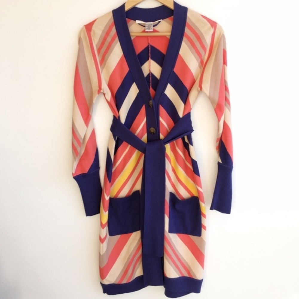 DVF silk blend long striped cardigan